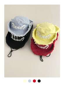 Red Cool Spicy Western Cowboy Hat Frayed Patchwork Lanyard Bucket Hat Vintage Washed Distressed Bucket Hat Women Summer Outdoor Hiking Wide Brim Sun Protection Climbing Hat Camping Sun Hat Boho Vacay Spring Summer Sun Hat Bright Monochromatic Looks Lace-Up Sun Protection Hat Travel UV Protection - Large Eaves Hanging Rope - View 5