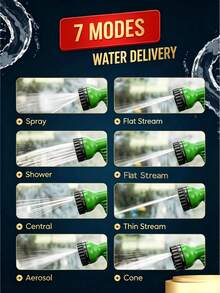 100FT Expandable Garden Hose, Water Pipe Flexible Hose With 7 Function Spray Nozzle For Watering Lawn Yard Garden Car Washing Pet Cleaning Easy Storage Ergonomic Design (Green) - 綠色 - 查看 6