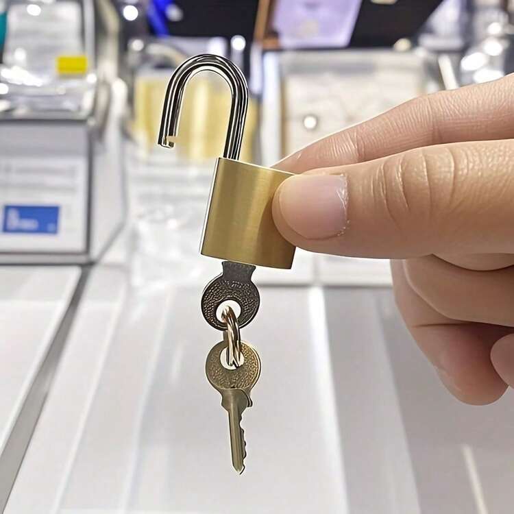 3pcs Mini Key Padlocks, Vintage Copper-Tone Small Locks, Weather-Resistant Anti-Theft Storage Cabinet Locks, Metal Locks With Keys, Suitable For Storage Cabinets, Garages, U-Locks, Backpacks, Suitcases And Tool Boxes - Mini Padlock - View 2