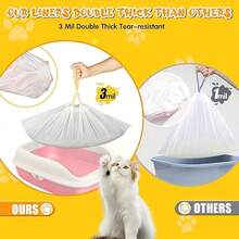 7pcs/1roll Extra Large Cat Litter Box Liners, 37x18 Inch Thickened Drawstring Cat Litter Bags, Heavy Duty Leakproof Liners, Suitable For Automatic And Sifting Litter Boxes - White - View 4