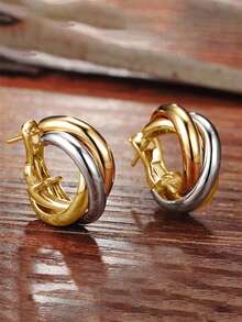 1 par de pendientes de aro de moda para mujeres, adecuados para fiestas, compromisos, aniversarios, regalos del Día de San Valentín - 1# - View 3