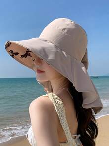 LEAJOURNO. 1件女款春夏季可折疊海灘水桶帽，防曬護頸披肩遮陽帽，寬帽簷，修飾臉型設計 - 彩色 - 查看 18