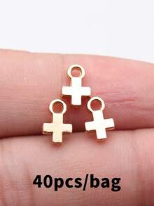 40個 7x10mm 小十字架吊墜飾品 DIY 珠寶製作項鍊鑰匙圈手機鍊手鍊配件手工藝 - Cross - 查看 9