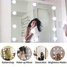 Led Vanity Lights For Mirror, With 10 Dimmable Bulbs, 3 Color Modes Can Be Adjusted Freely, USB, Stick-On Installation, Lady Beauty Makeup Light For Vanity For Makeup Vanity Table & Bathroom Mirror - Spherical - View 1