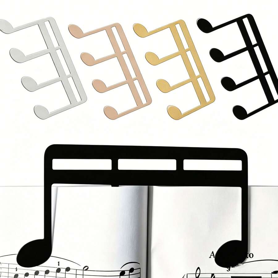 1/2pcs 3D Printed Music Sheet Clip, Suitable For Piano, Guitar And Violin, Large Capacity Music Sheet Clip, Musical Note Sheet Clip, Piano Clip, Book Clip, Piano Accessories, Musical Instrument Accessories, Student Gift, Band - Multicolor - View 1