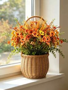 8pcs/4pcs/1pc - Autumn Artificial Flower Bouquet, Autumn Floral Decoration, Outdoor Artificial Hanging Basket Flower Arrangement, Halloween Decorative Flowers, Indoor Decorative Bouquet, UV Resistant And Fade-Resistant Autumn Plant Appearance Realistic, Thanksgiving Harvest Vase Centerpiece Decoration, Thanksgiving Harvest Decoration, Room Decoration, Farmhouse Autumn Table Centerpiece Decoration - Multicolor - View 10