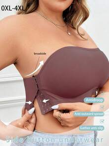 Plus Size Wireless Bandeau Comfortable Bra - Dusty Purple - View 2