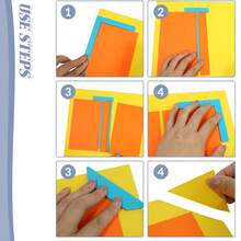 6 piezas Herramienta de encuadernación fácil para principiantes, Kit de herramientas de encuadernación, Juego de plantillas de regla de plástico Suministros de scrapbooking Incluye regla en T, inglete de esquina, espaciador de lomo, divisor, plantilla de forma para hacer cuadernos y diarios DIY - Multicolor - Ver 10