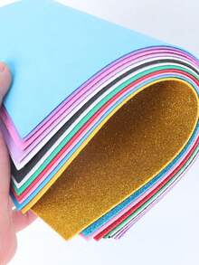 5pcs/10pcs/Tamaño A4/8.27in*11.69in/21cm*29.7cm/Papel de espuma con purpurina de color aleatorio, con respaldo autoadhesivo/10pcs/Paquete de papel de esponja con purpurina metálica multicolor, hojas de espuma con purpurina gruesas sin respaldo adhesivo, para manualidades DIY, relieve, papel de arte F - Multicolor - Ver 9