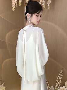 1pc Fashion French Style Sun Protection Cover Up, Premium Sheer Summer Bolero Vest, Outerwear Shawl Cover-Up For Camisole Dress - Multicolor - View 4