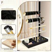 1pc 3-Tier Detachable T-Shaped Beige Velvet Bracelet Display Stand - Bracelet, Necklace, Earring, Ring Jewelry Storage Rack, Unique Mother's Day Gift For Women, Jewelry Box - Multicolor - View 3