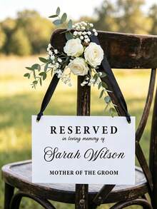 Custom Wedding Reserved Seat Paper Cards, Personalized Wedding Reserved Signs, Custom Seat Reservation Cards With Ribbon, Party Supplies, Wedding Decor, Graduation Ceremony Decor, Or Wedding Seating Chart And Chair Decor, Memorial Plaques For Deceased Loved Ones, Suitable For Parties, Celebrations And Various Occasions - Multicolor - View 8