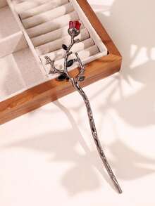 1pc Women's New Chinese Style Gothic Metal Rose Hair Stick - Multicolor - View 5