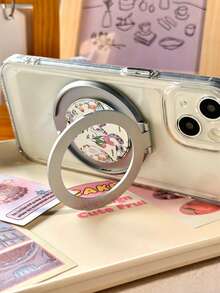 Cartoon Cat Pattern Phone Case Back Sticker Stand, 360 Degree Rotatable Desktop Stand, Horizontal And Vertical Placement, Adhesive Phone Holder, Suitable For Men And Women - Multicolor - View 9