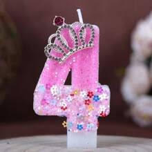 1PC 0-9 Number Birthday Candle Plum Blossom Rhinestone Crown Accessory Creative Handmade Birthday Candle Atmosphere Theme Party Birthday Party Cake Decoration Birthday Number Candle - View 2