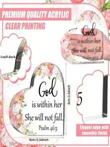 1 pieza Regalo acrílico cristiano inspirador, decoración de escritorio con versículo bíblico, "Dios está en ella, ella no caerá", regalo de cumpleaños inspirador para mamá, hermana, amiga, regalo de fe religiosa, adorno de mesa floral, recuerdo cristiano alentador - Tipo A - Ver 3