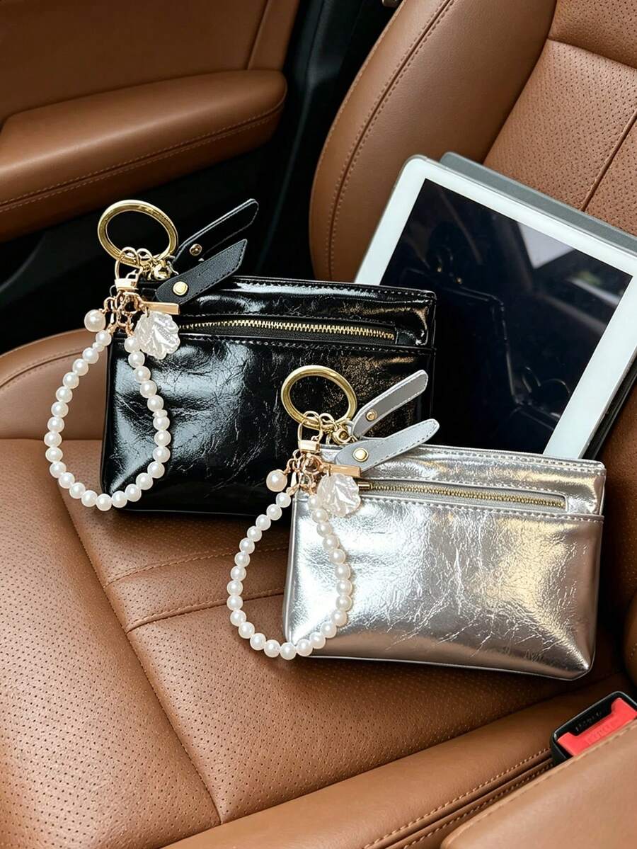 Billetera de mujer de moda con colgante de concha de perla, efectivo, identificación, tarjeta de crédito, monedero portátil, tarjetero, billetera de monedas, billetera mini, regalo de aniversario de vacaciones para mujeres de cuello blanco, regalo de accesorio, útiles escolares, regalo para maestros, tarjetero de regreso a la escuela, aniversario, Navidad, Día de San Valentín, regalo de cumpleaños, regalo del Día de San Valentín, regalo para niñas, regalo de temporada de regreso a la escuela, regalo de temporada de graduación - Multicolor - Ver 1