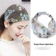 1pc/2pcs Lace Mesh Floral Wide Band Hair Tie, Breathable Face Wash Head Wrap, Simple Grey Hair Cover For Outings, Daily Hair Accessory For Makeup, Washing, Postpartum Hair Care, Multi-Use Headband, Bathroom Hair Accessory, Headscarf, Hair Band - Lace Mesh - View 12