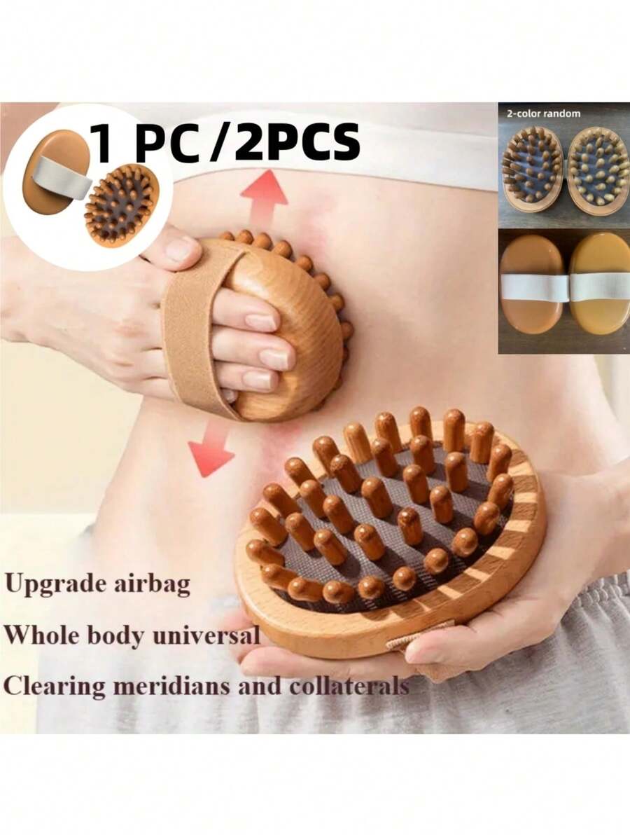 1/2pcs Massage Comb/Pad Brush, Body Massage And Therapy Tool, Relieves Fatigue And Soreness, Skin Laxity, Reduces Fat Accumulation, Promotes Lymphatic And Blood Circulation, Eliminates Edema. Can Be Used As Dry Brush To Remove Dead Skin. Air Cushion Suitable For Essential Oil And Sunbathing Massage. Can Be Used During Beauty Care, Skincare, Spa And Bathing