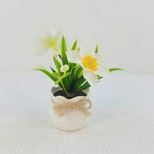 3PCS Mini Artificial Daffodil Chrysanthemum Succulent Potted Plants, Plastic Flower Pots, Suitable For Home Office Restaurant Desktop, Windowsill, Shelf Decoration, Photography Props Bonsai, Wedding, Gift - Multicolor - View 7