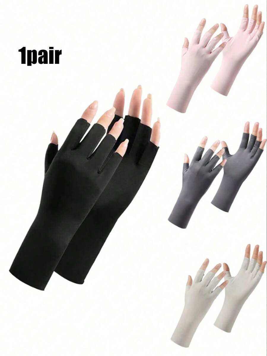 1 Pair WRELS Summer Sun Protection Gloves, Ultra-Lightweight & Breathable, Unisex, Fingerless Touchscreen Design, With UV Protection