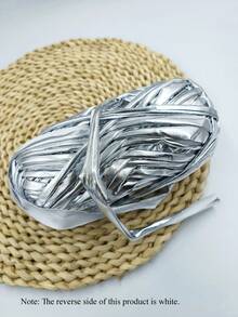 1pc Metallic Silver Shiny DIY Soft Faux Leather Woven Tape Craft Cord For Jewelry Making - Silver - View 3