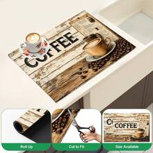1 pieza Alfombrilla absorbente con patrón de café, alfombrilla decorativa para cafetera de cocina, bandeja de goteo hecha a mano para cafetera, alfombrilla de suelo de cocina, alfombrilla de mesa, alfombrilla de secado de platos para encimera de cocina, alfombrilla de desayuno, bandeja de goteo resistente al calor con respaldo antideslizante, bandeja de goteo de tierra de diatomeas, oculta manchas, bandeja de goteo de cocina súper absorbente, alfombrilla de escurridor de platos fácil de limpiar, perfecta para cocina, mesa de comedor, cafetería, bar, vacaciones, fiesta, decoración del hogar, regalo de vacaciones - Multicolor - View 4