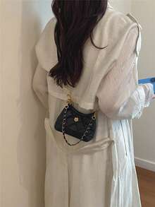 Fashion Mini Small Bag, Lightweight Shell Small Bag, Chain Handheld Crossbody Bag - Black - View 7