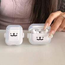 Funda protectora de moda con expresión de oso de dibujos animados 3D para AirPods Pro 2/3/4, compatible con la carcasa de auriculares Bluetooth de Apple de 2ª/3ª generación - Blanco - Ver 2
