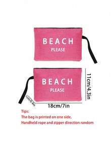 BEACH PLEASE 海灘托特包，大容量手提海灘包 + 拉鍊化妝收納袋，可重複使用購物袋，適合女性、女孩和學生，適用於春、夏、秋季海灘度假、郵輪旅行、泳池派對、野餐、露營、購物和日常通勤，沿海風格時尚設計，適合學校、辦公室、戶外活動和假日出遊，生日、母親節、伴娘禮物、教師禮物、開學季、聖誕節和度假禮物 - 彩色 - 查看 5