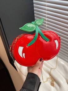 New Spring/Summer Creative Cherry Shape Shoulder Crossbody Bag, Cute Personalized Chain Handbag For Women - Red - View 4