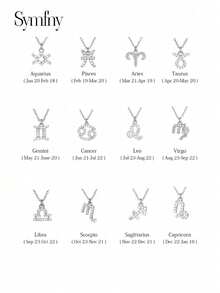 SYMFNY 1pc 925 Silver Concise Zodiac Sign Clavicle Chain Necklace - Silver - View 2