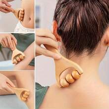 2pcs Wooden Massage Roller Travel Set - 2-Pack Functional Bead Massage Tools, Unisex, Suitable For Neck, Back, Face, Waist, Legs, Arms, Muscle & Abdominal Relief, Cellulite/Muscle And Abdominal Relaxation - Army Green - View 2