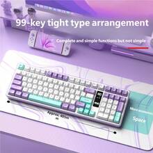 Keyboard AOC Warna-warni dengan Layar, Nirkabel Bluetooth Berkabel, Tiga Mode, Keyboard Gaming, Sensasi Mekanik, Keyboard Komputer untuk PC, Mac, Laptop, 99 Tombol - View 3