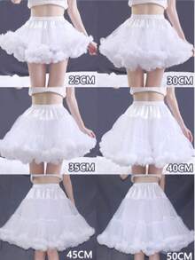 35cm Solid Color Polyester (Polyester) Double-Layer Fluffy Cloud Petticoat Lolita Petticoat - White - View 1