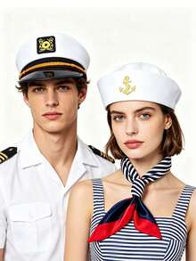 Hat Set Halloween Sailor Hat Sailor Cap Scarf Tie Party Sexy Summer Beach - Multicolor - View 1