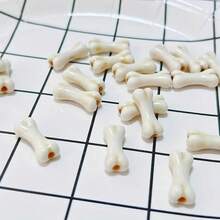 20Pcs Realistic Bone Beads, White Synthetic Stone Charms For DIY Gothic Jewelry, Halloween Crafts & Keychains - 20 Items - View 5