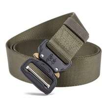 Cinturón Táctico Militar Ajustable Hebilla Metálica 125cm, Cinturon Táctico de Alta Resistencia para Deportes y Senderismo - Verde - Ver 1