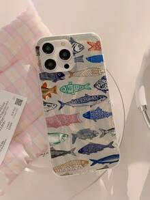 1pc Minimalist Fish Pattern Waterproof Anti-Fingerprint Anti-Scratch Transparent IMD Soft Glossy Smooth Phone Case Compatible With Apple 16/16 PLUS/16 PRO/16 PRO MAX - Multicolor - View 5