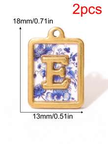 2pcs Stainless Square Letters Letters Pendant 18K Gold Plated Charms For Making DIY Jewelry Accessories Supplies - Pendants - View 23