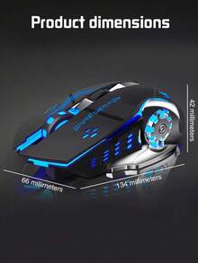 1 Pieza Ratón De Juego Inalámbrico Recargable 2.4g Silencioso Con Puerto De Carga Tipo-c Y Retroiluminación Rgb Para Uso En La Oficina Y El Hogar, Compatible Con Computadora De Escritorio Y Portátil - Negro - Ver 10