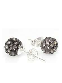 925 Sterling Silver Sparkling Ball Stud Earrings 8mm 1 Pair - Grey - View 8