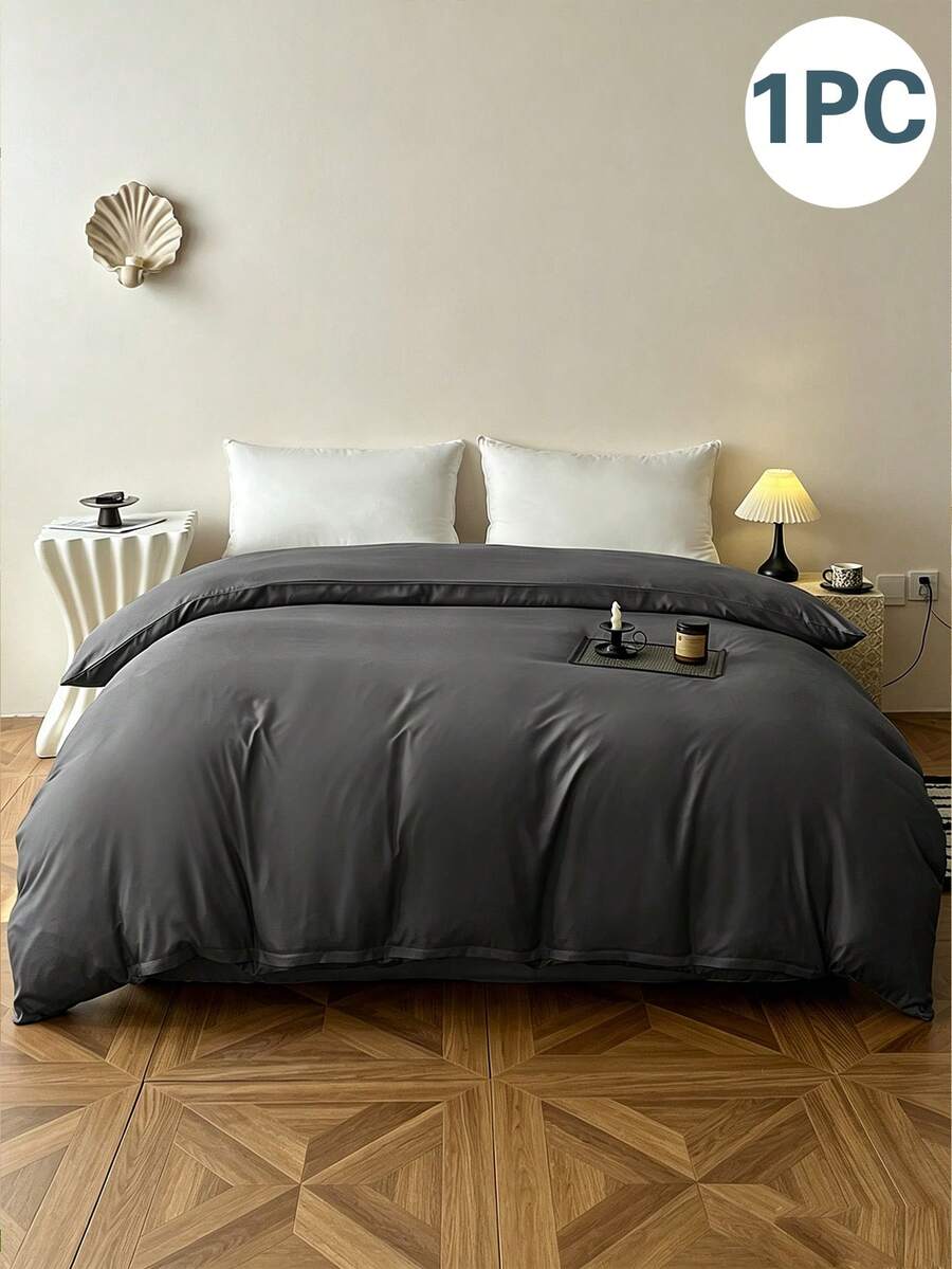 1pc Solid Color Single Duvet Cover Bedding, Soft & Comfortable, Skin-Friendly Fabric, Delicate Touch, Combines Comfort & Aesthetics, Cares For Sleep, Skin-Friendly Craftsmanship, Suitable For Dorm Students, Home Bedroom Bedspread, Guest Room Use, All Seasons, Zipper Closure, Multiple Colors, Soft & Durable, Large Size Bedding
