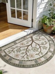 DAJIANG 1 buah Keset Motif Batu - Karpet Beludru Tebal Anti Selip Lembut, Perlengkapan Dekorasi Rumah, Cocok untuk Teras dan Ruang Tamu, Bahan Poliester yang Dapat Dicuci dengan Mesin, Desain Bulat Modis, Motif Mosaik, Ruang Tamu - MultiWarna - View 5