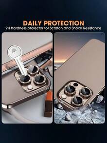 3入裝 亮片棕色相機鏡頭螢幕保護貼，相容 iPhone 16 Pro/16 Pro Max，亮面金屬環，9H 硬度，防刮，相容 17 Pro Max/17 Pro/17/17 Air/16 Plus/16/15/14/13/12/11 系列，時尚手機配件，可搭配手機殼，適合送給家人與朋友的禮物，含包裝 - 棕色 - 查看 4