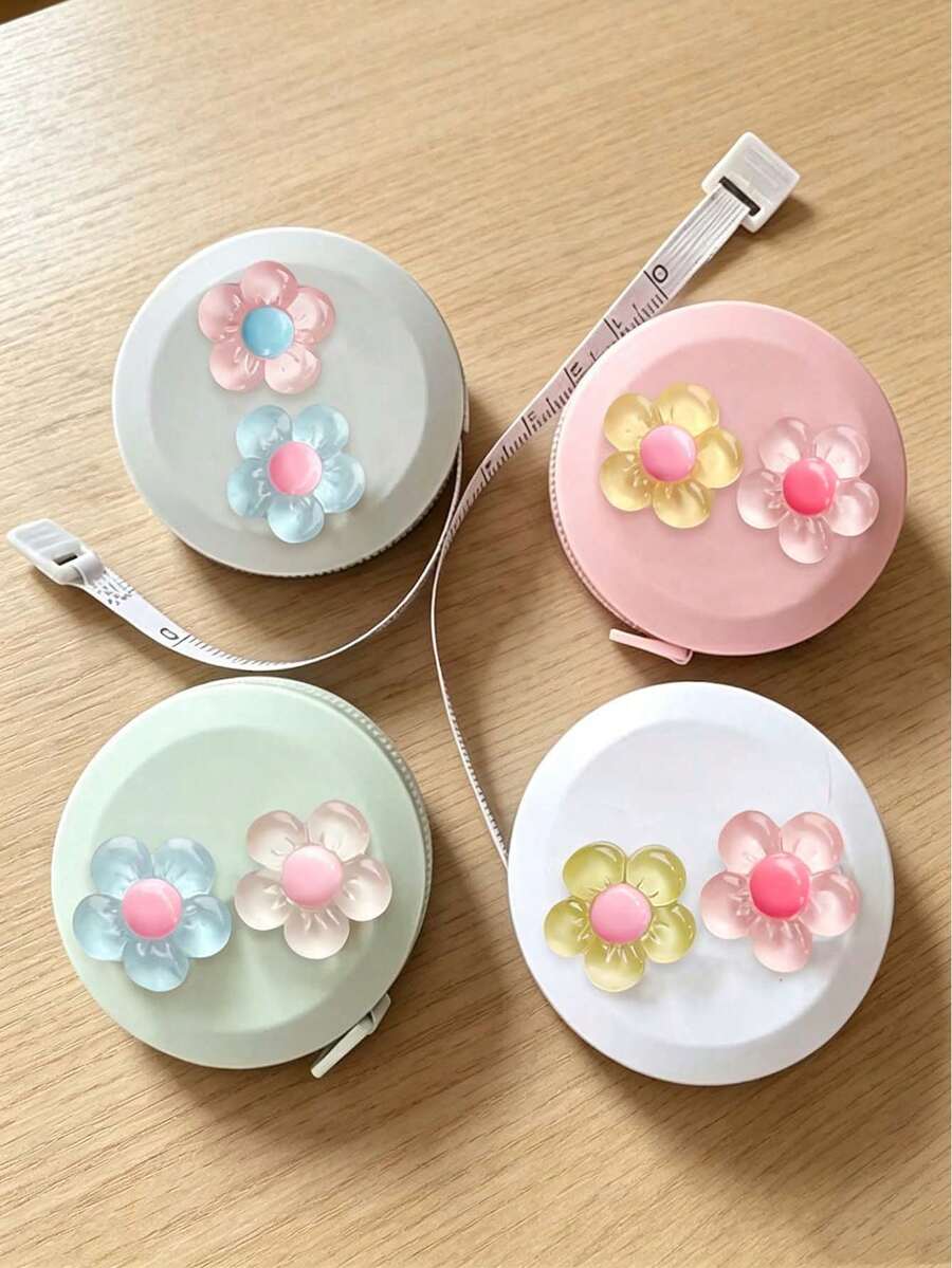 Vigour Summer Cinta métrica mini con flores lindas, regla de medición de cintura, cinta de medición suave para el hogar, regla de medición creativa para costura y manualidades, regalo para entusiastas de las manualidades - A - Ver 1