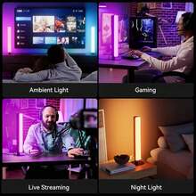 USB RGB LED Ambient Light Strip With Remote Control, Dimmable Color-Changing Night Light With Infrared Sensor, Modern Bedside & Desk Lamp, Suitable For TV Backlight, Bedroom, Gaming Scenes (Plastic Lampshade) - Black - View 7