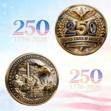 1776-2026 美國 250 週年紀念幣，美國 250 週年慶典商品，愛國慶祝，7 月 4 日日禮物，退伍軍人與歷史愛好者，愛國象徵收藏品，適合男性 - 彩色 - 查看 3