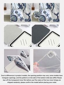 珠飾刺繡海洋生物與海龜圖案平板保護殼，適用於 IPad Air 8(M4) 2026 (11/13 吋)、Air 11 吋 M3 2025/M2 2024、Air 第 5 代 2022、(A16) 11 吋第 11 代 2025、Galaxy Tab、Kindle Paperwhite 第 12 代 2024，透明背板，時尚圖案保護殼，自動睡眠/喚醒功能，氣墊保護，適合禮品與辦公使用 - 彩色 - 查看 7