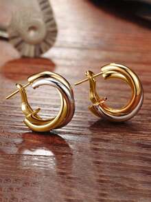 1 par de pendientes de aro de moda para mujeres, adecuados para fiestas, compromisos, aniversarios, regalos del Día de San Valentín - 1# - View 4